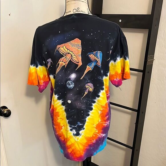 Liquid Blue Multi Color Mushroom Bohemian Tie-Dye Shirt Festival Concert - Picture 4 of 7